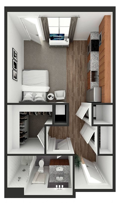 Floor plan for studio, 1 bath, 441 sqft